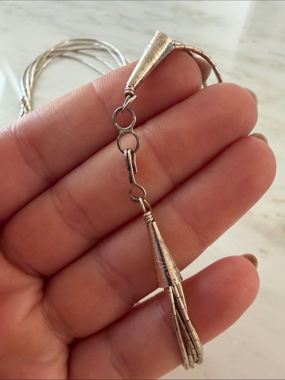 Vintage Sterling Multi-Strand Twisty Rope Bead Accent Necklace - Picture 3 of 6